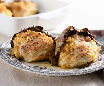 Stuffed Artichokes with Eggs and Cheese