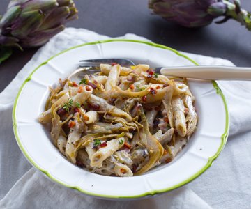 Penne with Artichokes and Pancetta