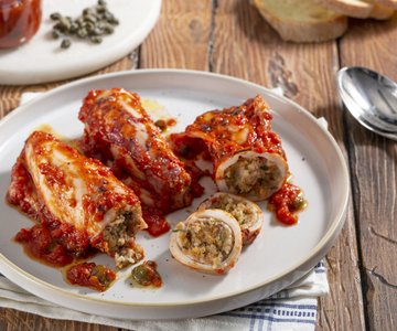 Stuffed Squid in a Pan