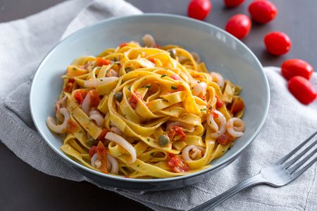 Tagliatelle with Squid and Cherry Tomatoes
