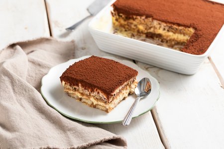 Tiramisu with whipped cream