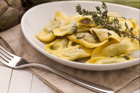 Artichoke Ravioli with Thyme Aroma