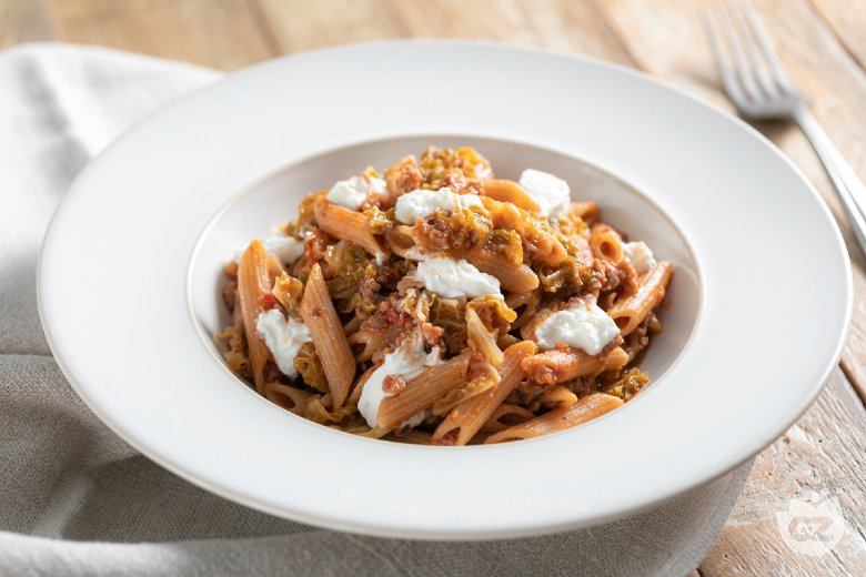 Pasta with Savoy Cabbage and Sausage