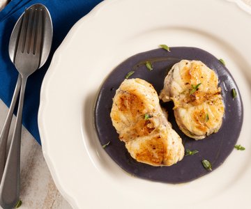 Monkfish on Purple Potato Cream