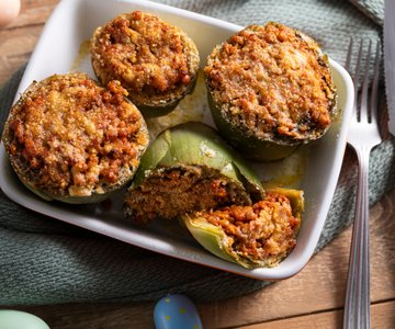 Stuffed Artichokes with Lentils