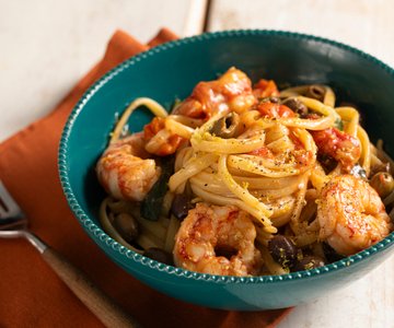 Linguine with Prawns, Cherry Tomatoes, and Lemon