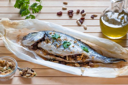 Baked Sea Bream Sicilian Style