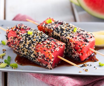 Tataki Tuna and Watermelon Skewers