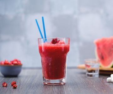 Watermelon Granita with Wild Strawberries and Vodka