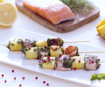 Pineapple and Lemon Salmon Skewers