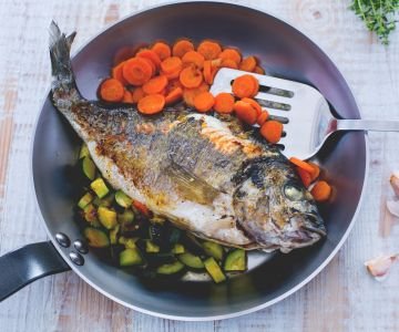 Sea bream in a pan