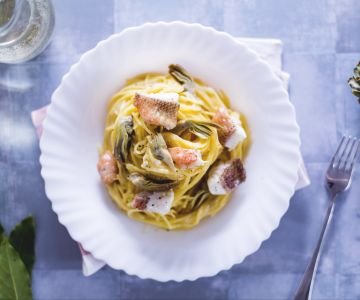Spaghetti with Scorpionfish and Artichokes