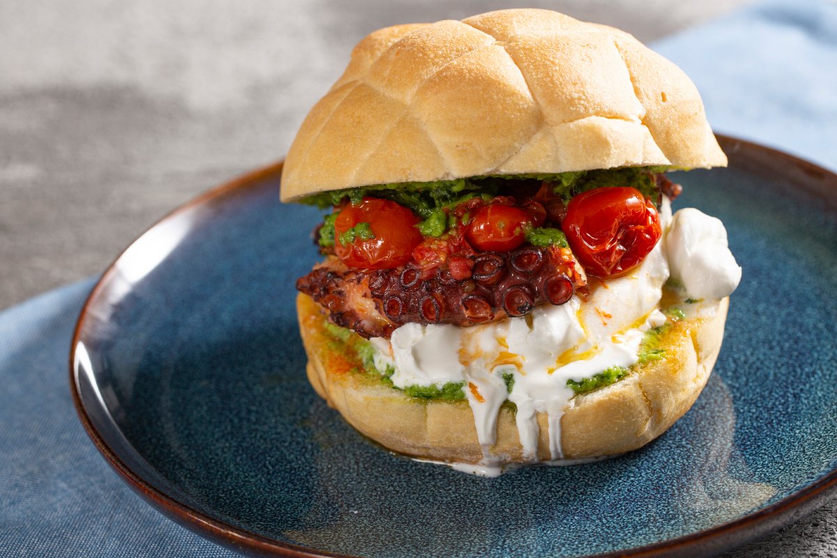 Sandwich with Octopus and Burrata