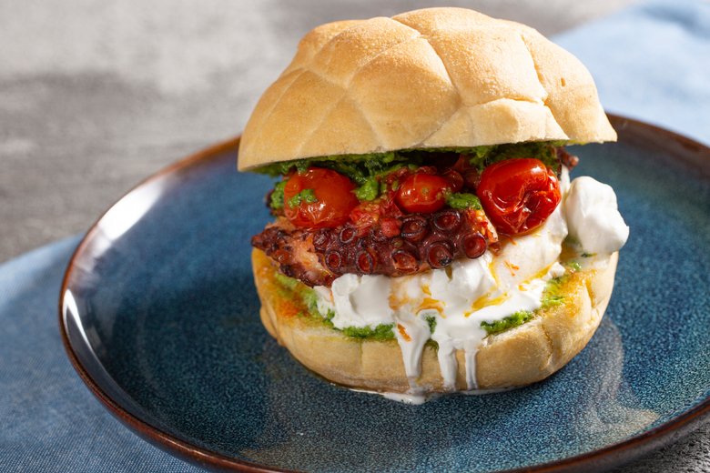 Sandwich with Octopus and Burrata