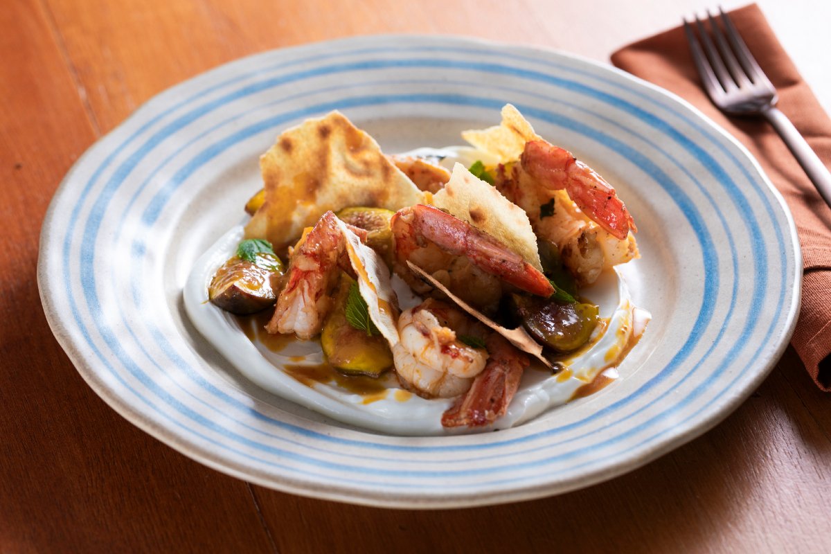 Sauteed Prawns with Figs and Mint