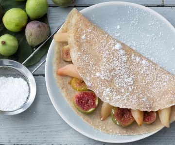 Whole Wheat Crepes with Figs and Pears