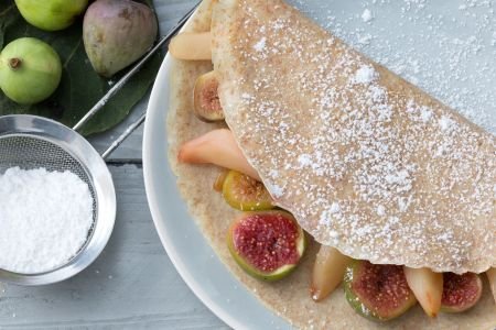 Whole Wheat Crepes with Figs and Pears