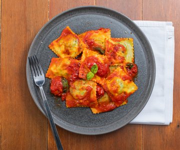 Potato and Herb Ravioli with Sauce