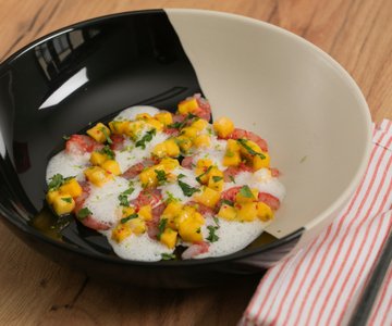 Shrimp Tartare with Coconut Milk and Mango