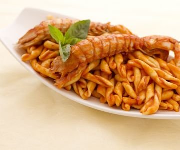 Strozzapreti with mantis shrimp sauce