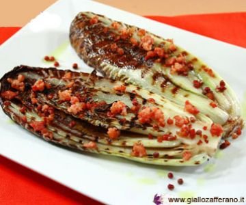 Grilled Radicchio with Bacon and Pink Pepper