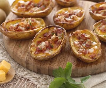 Potato boats with cheddar and bacon