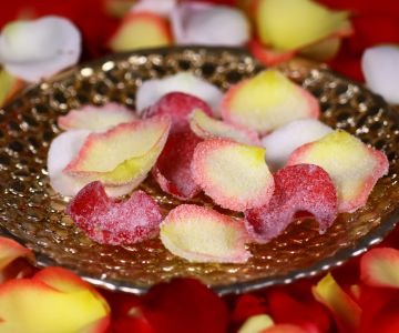 Frosted rose petals