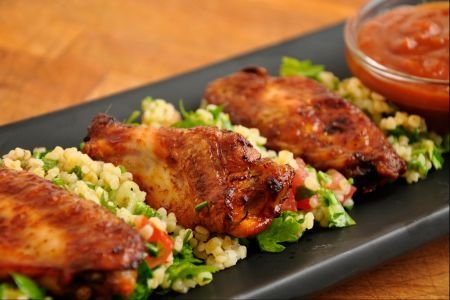 Smoked Chicken Wings with Tabouleh