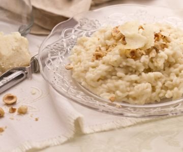 Risotto with Castelmagno and hazelnuts