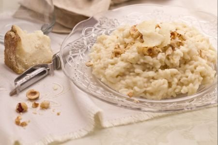 Risotto with Castelmagno and hazelnuts