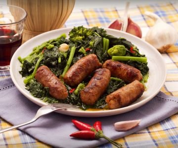 Turnip tops with sausage