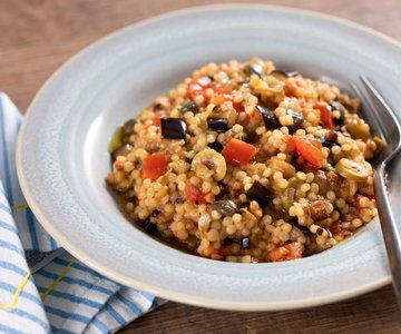 Fregola with eggplants