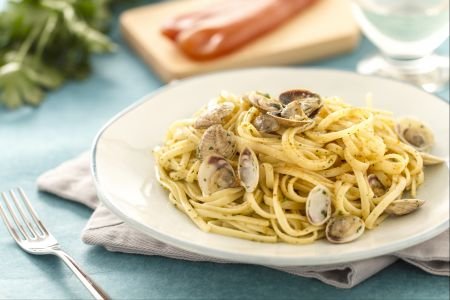 Linguine with bottarga and clams