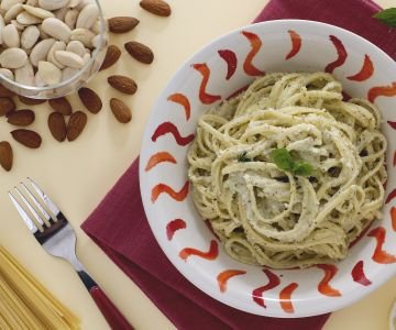 Linguine with almond pesto