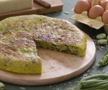 Pea, Broad Bean, and Green Bean Omelette