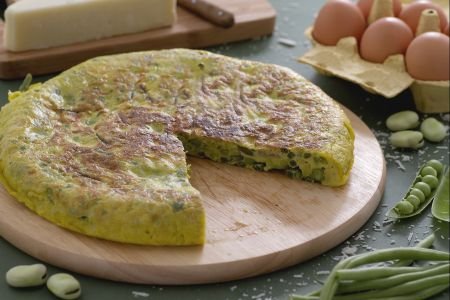 Pea, Broad Bean, and Green Bean Omelette