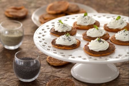 Savory pancakes with tomato and basil