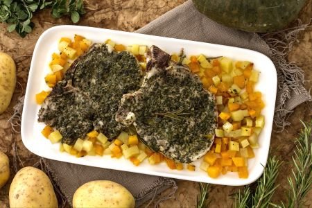 Herb Chops with Pumpkin and Potatoes