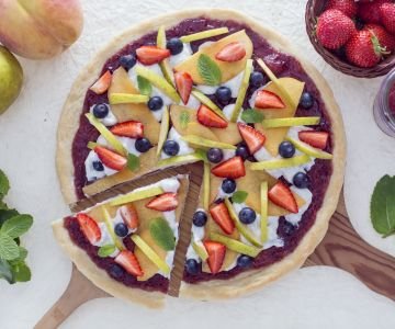 Sweet pizza with strawberry jam
