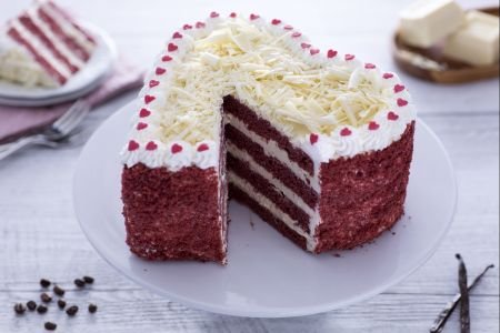 Red velvet heart with coffee mousse
