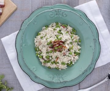 Risotto with Peas, Bacon, and Marjoram