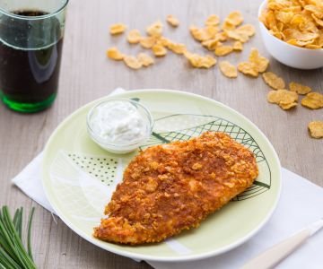 Chicken breast with corn flakes