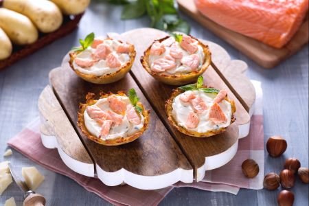 Potato Baskets Filled with Salmon