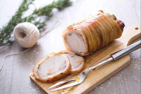 Roast pork in porchetta