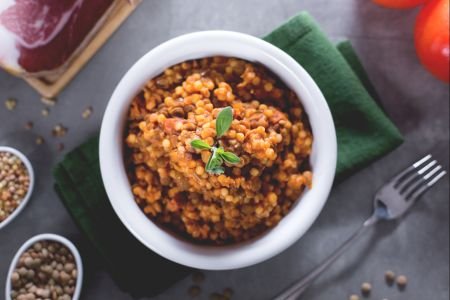 Fregola with lentils