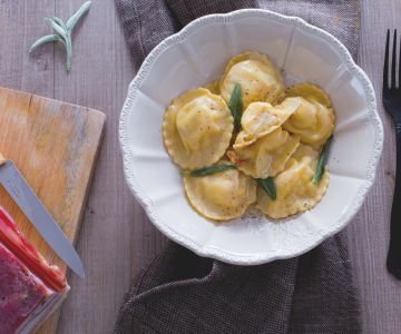 Potato and Bacon Tortelli with Butter and Sage