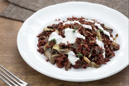 Wild Red Rice with Artichoke Hearts and Stracchino