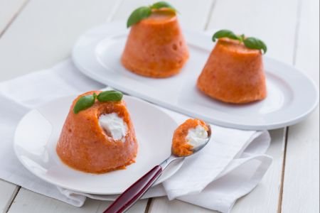 Mini bavarois with bell pepper and robiola