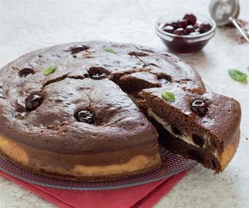 Cocoa, Ricotta and Sour Cherry Cake