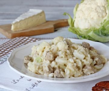 Risotto with cauliflower, sausage, and brie